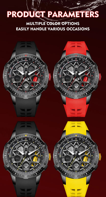 HANBORO supercar series men's fully automatic mechanical watch with wheels running and dial personalized watch