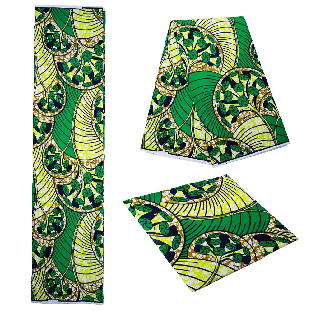 Veritablewax Fan Pattern African Fabric By the Yard Polyester Material For Handsewing High Quality Cloth for Party Dress A-27