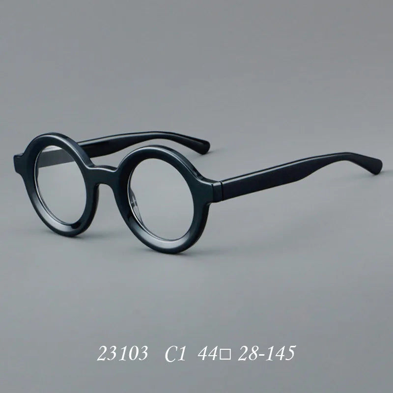 Vintage Round Glasses Frame Luxury New Fashion Trend Solid Thick Acetate Frame High-end Fake Glasses Women Men Original Quality