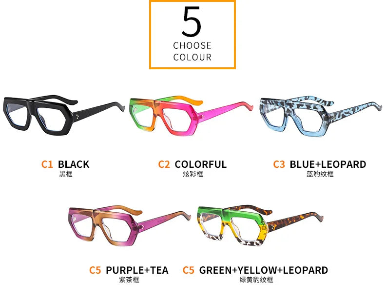 Womens Thick Frame Reading Glasses 2024 Anti Blue Light Fashion Designer Transparent Eyewear Finished Hyperopia Eyeglasses Hot
