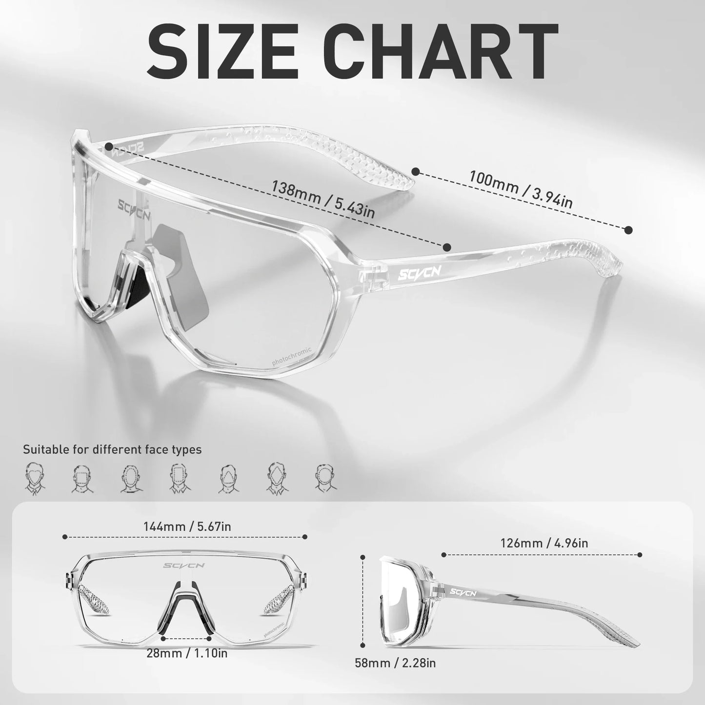 SCVCN Photochromic Sports Sunglasses Cycling Glasses UV400 Women Driving for Men Mountain MTB Bike Bicycle Goggles