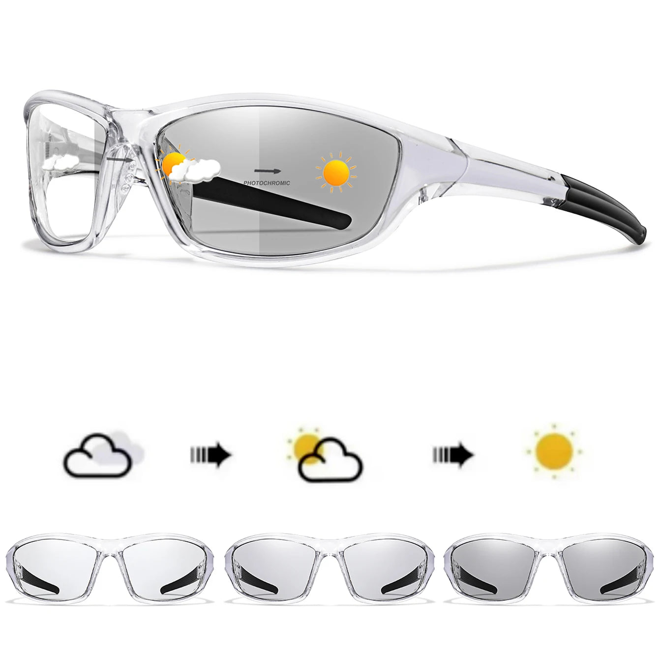 New Style Photochromic Cycling Eyewear Men Women MTB Bike Running Fishing Glasses Comfortable Brand Bicycle Goggles UV400