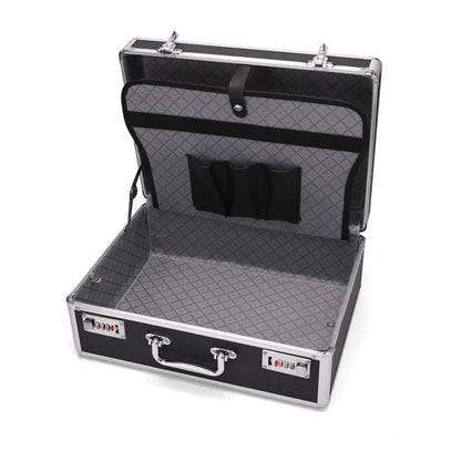 Barber Storage Suitcase Hair Styling Tools Storage Pouch Large Capacity with Lock Makeup Organizer Shockproof Metal Toolbox