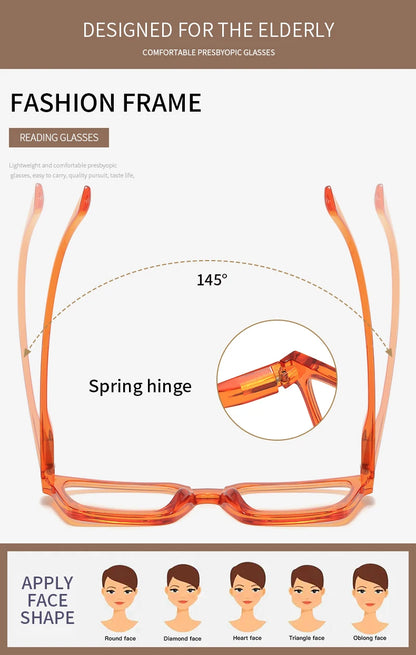 The small square frame reading glasses are classic, retro, simple and comfortable for daily wear. They are reading glasses