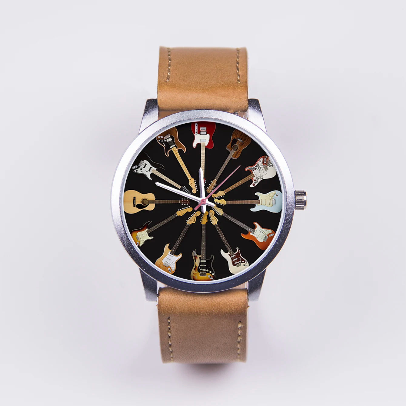 Logo Men's Watch Wife Musical Instrument Universal Watches Husband Family Pattern Guitar Clock Wristwatch DIY Dial