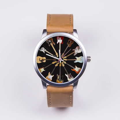 Logo Men's Watch Wife Musical Instrument Universal Watches Husband Family Pattern Guitar Clock Wristwatch DIY Dial