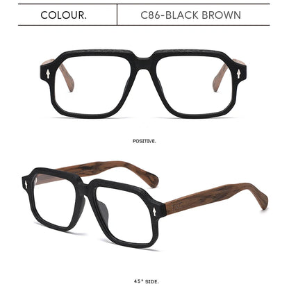 TAG Hezekiah Natural Wood Glasses Frame Men Oversized Wooden Myopia Prescription Optical Glasses Spectacle with Clear Lens 8188