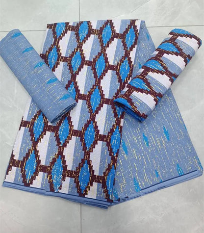 KENTE 4+2YARD 2024 Latest Design 6 Yards/lot African Fabric Gold Powder Ankara 100% Cotton Farbic For Sewing Wax Print Fabric