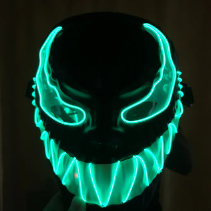 Superhero Design Luminous Led Neon Cosplay Venom Movie Mask Halloween Horror Glowing Masquerade Carnival Party Costume Decoratio