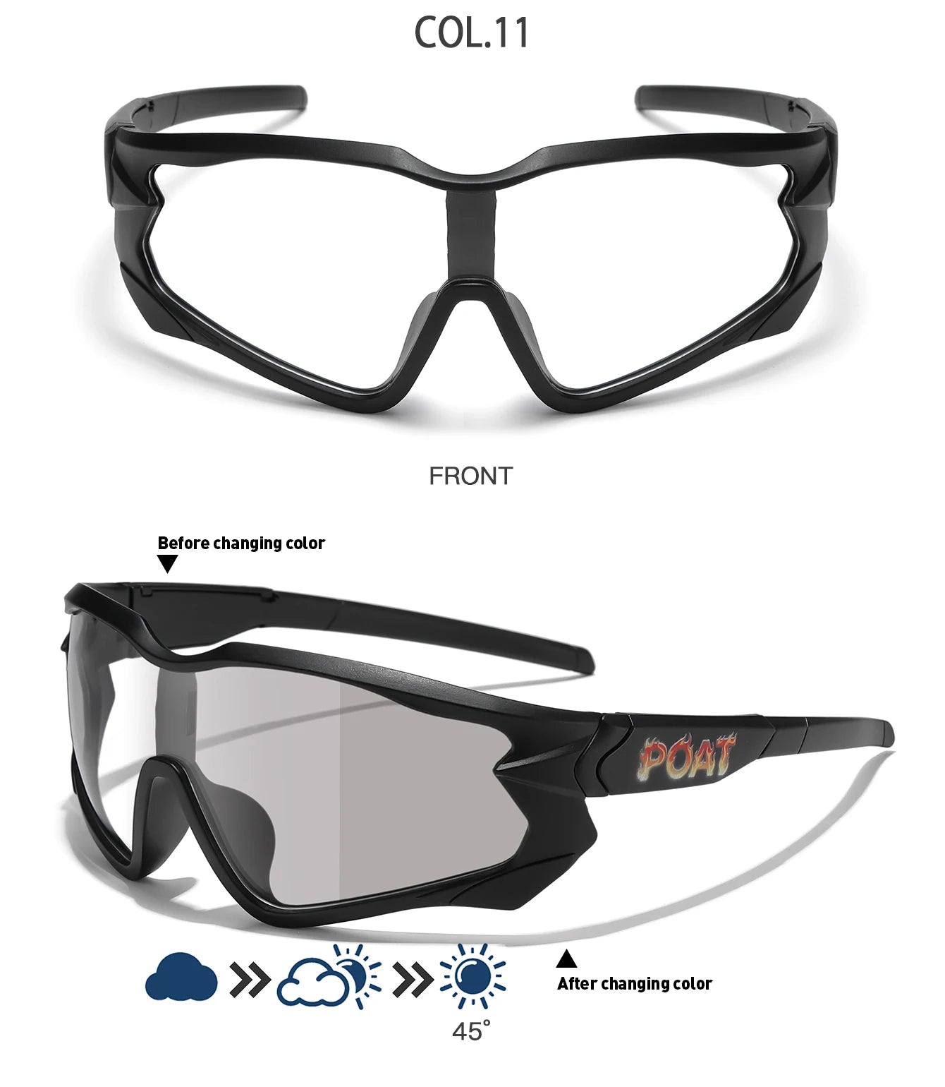 POAT Brand Photochromic Eyewear for Men Women MTB Bike Bicycle Cycling Fishing Running Glasses New Style Sunglasses Sports