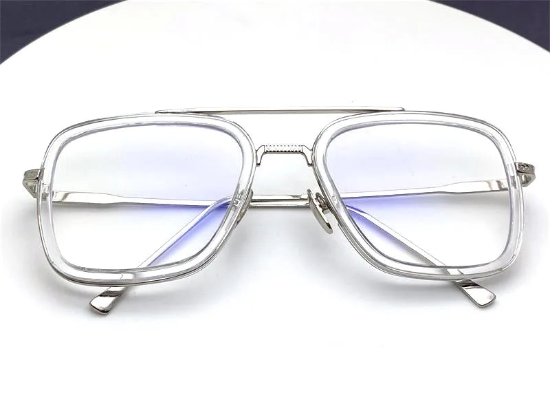 Tony Stark Glasses Men Women Magnifier Reading Eyewear Steampunk Blue Light Blocking Square Eyeglasses Plus Diopter +0.5 +6