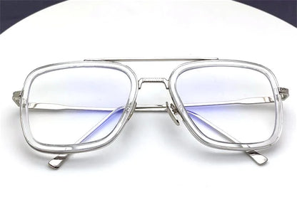 Tony Stark Glasses Men Women Magnifier Reading Eyewear Steampunk Blue Light Blocking Square Eyeglasses Plus Diopter +0.5 +6