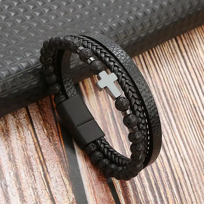 Classic Men's Leather Bracelet New Style Hand-woven Multi-layer Combination Accessory Fashion Man Jewelry