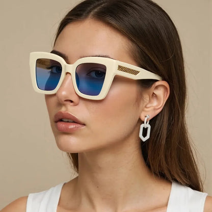 2025 New in Vintage Sunglasses for Women Fashion Square Frame Gradient Sunglasses with Golden Arrows for Women