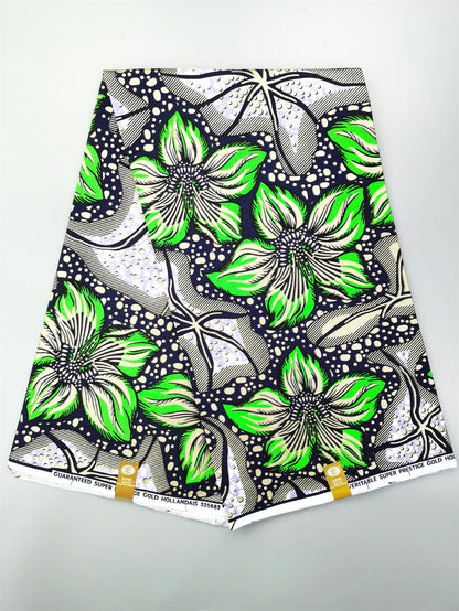 Newest Grand African Wax Glitter Glam Fabric 100% Cotton Ankara Batik Material Pagne Wax Gold Print Sewing Party Dress