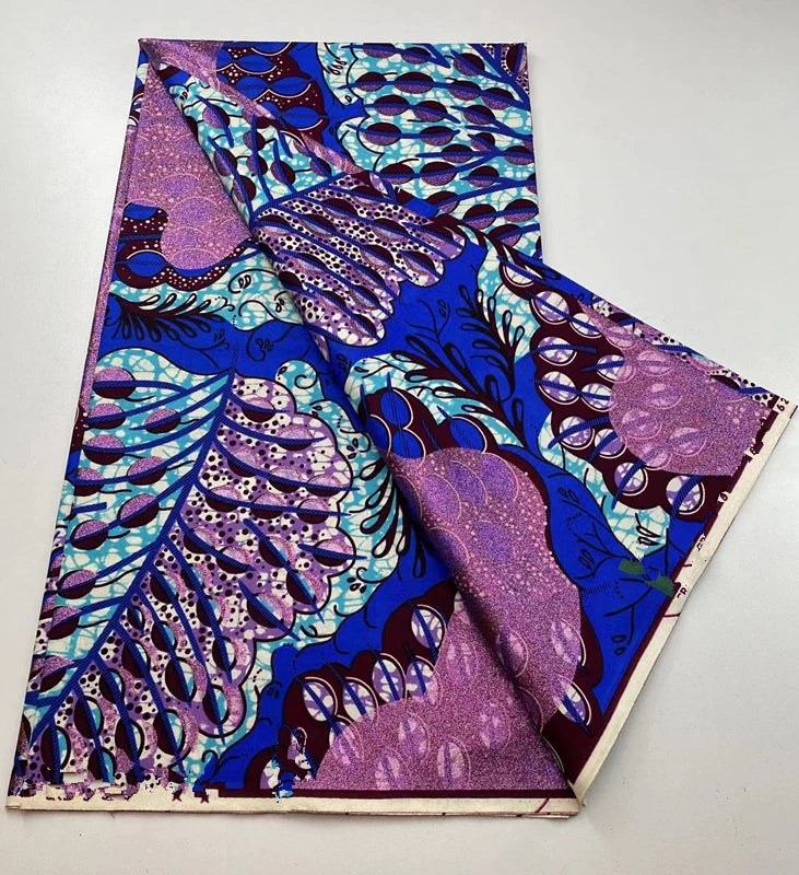 New Ankara Glitter Golden Wax Soft Flash Gold Print Batik High Quality Pagne Purple Women Tissus African Grand Golden Wax Fabric