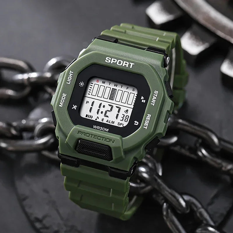 Male Digital Watches Waterproof Hombre Mens Sports Green Wristwatches Hand Clocks Women Watch Reloj Masculino