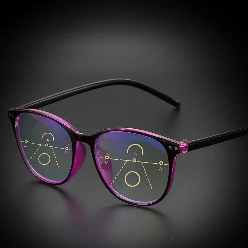 Multifocal Progressive Reading Glasses Retro Anti Blue Light Multifocal Elderly Eyewears Men Women's Large Frame Eyeglasses