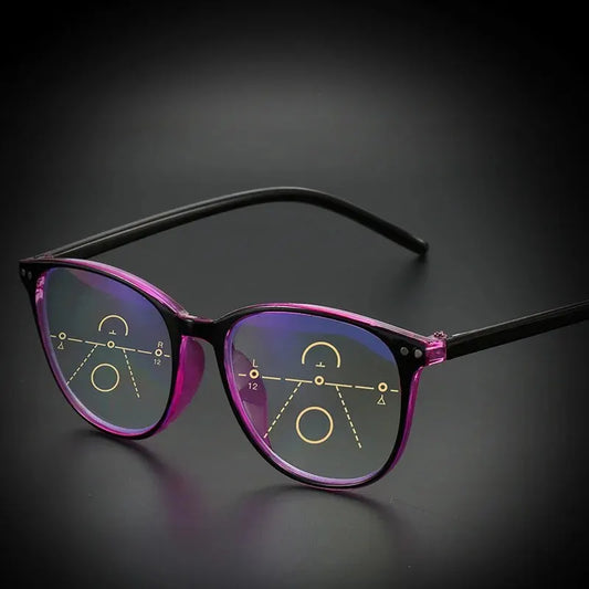 Multifocal Progressive Reading Glasses Retro Anti Blue Light Multifocal Elderly Eyewears Men Women's Large Frame Eyeglasses
