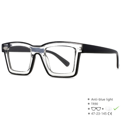 55599 New Fashion Men Brand Designer Glasses for Ladies Anti Blue Retro Square Punk Frame Clear Computer Purple Eyeglasses