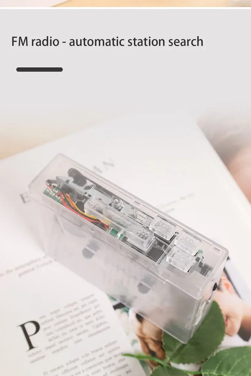 Transparent Tape Player Retro Stereo Cassette Player Walkman Nostalgia Cassette Tape Music Audio Auto Reverse With Bluetooth FM
