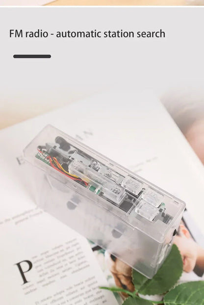 Transparent Tape Player Retro Stereo Cassette Player Walkman Nostalgia Cassette Tape Music Audio Auto Reverse With Bluetooth FM