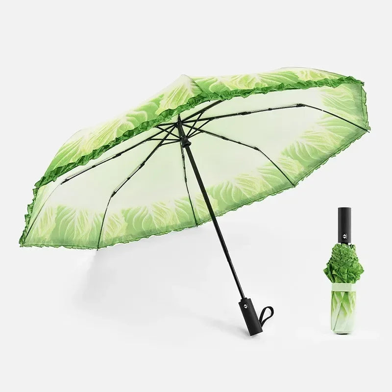 Creative Cabbage Umbrella UV Protection Beach Funny Vegetable Umbrella Parasol Gifts Lettuce Folding Rainy and Sunny Umbrellas
