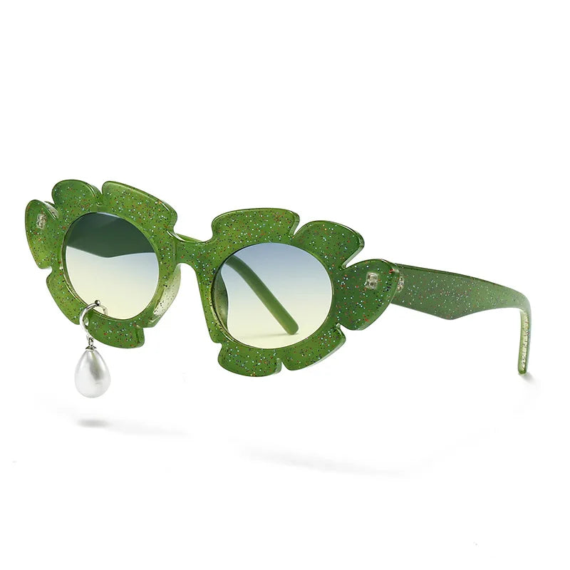 Pearl Diamond  DIY Tear Sunglasses for Women Small Frame Cat Eye Fashion Forward Mermaid Tear Aviator Eyewear