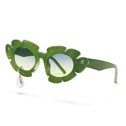Pearl Diamond  DIY Tear Sunglasses for Women Small Frame Cat Eye Fashion Forward Mermaid Tear Aviator Eyewear