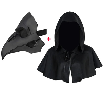 Punk Crow Mask Costume Reaper Nevermore Black Skin for Overwatch Plague Doctor Cosplay Masks Birds Long Nose LED Eyes Retro Rock