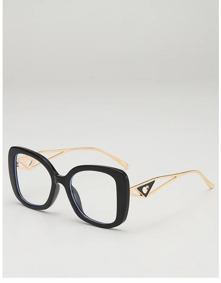 Luxury Brand Oversized Square Reading Glasses Women Triangle heart Temple Eyeglasses Blue Light Blocking Clear Computer Glasses