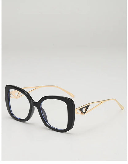 Luxury Brand Oversized Square Reading Glasses Women Triangle heart Temple Eyeglasses Blue Light Blocking Clear Computer Glasses