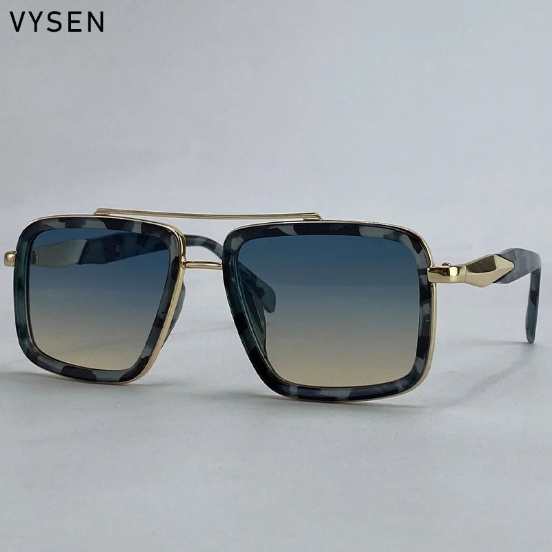 Vintage Oversized Square Polarized Sunglasses Men 2026 Luxury Steampunk Metal Frame Double Beam Driving Eyewear UV400 Shades