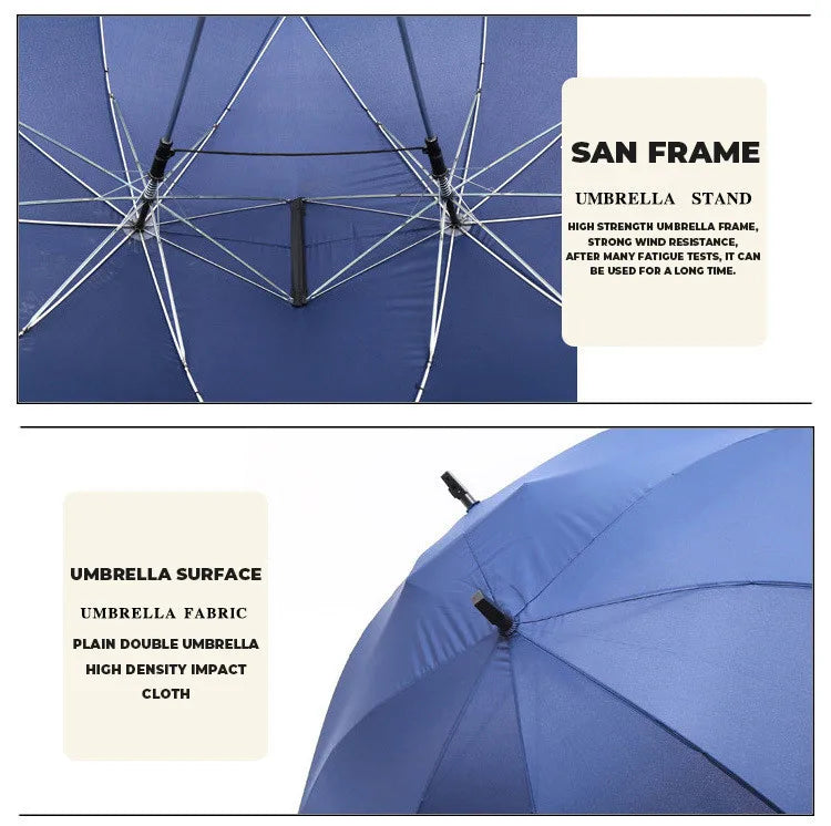 Convenient Umbrella Manual Closing Double Umbrella Large Area Coverage Sun Protection Couple Umbrella Rain-Roof