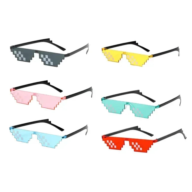 Design Funny Mosaic Sunglasses Thug Life Sun Glasses Pixel Black Retro Gamer Robot Sunglasses Birthday Party Cosplay Favors Mask