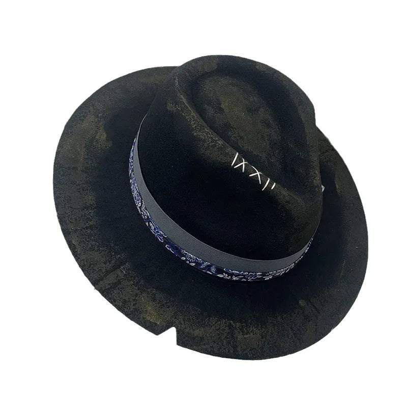 Wool hat, cowboy hat, old retro jazz top hat, hot autumn and winter felt hat in Europe and America