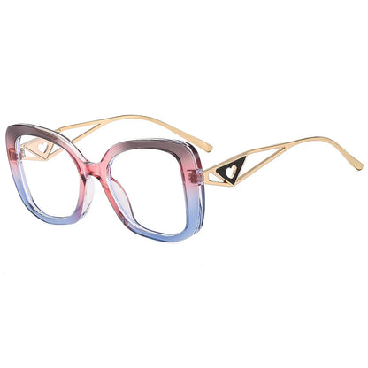 Luxury Brand Oversized Square Reading Glasses Women Triangle heart Temple Eyeglasses Blue Light Blocking Clear Computer Glasses