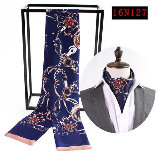 Business Scarf Hangzhou Silk Men's Scarf Long Scarf Double-Sided Trendy British European American Style Autumn Winter