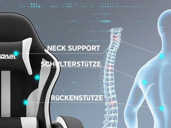 Gaming chair with Massage Ergonomic Desk chair Footrest Headrest Rotary chair for office and Gamers