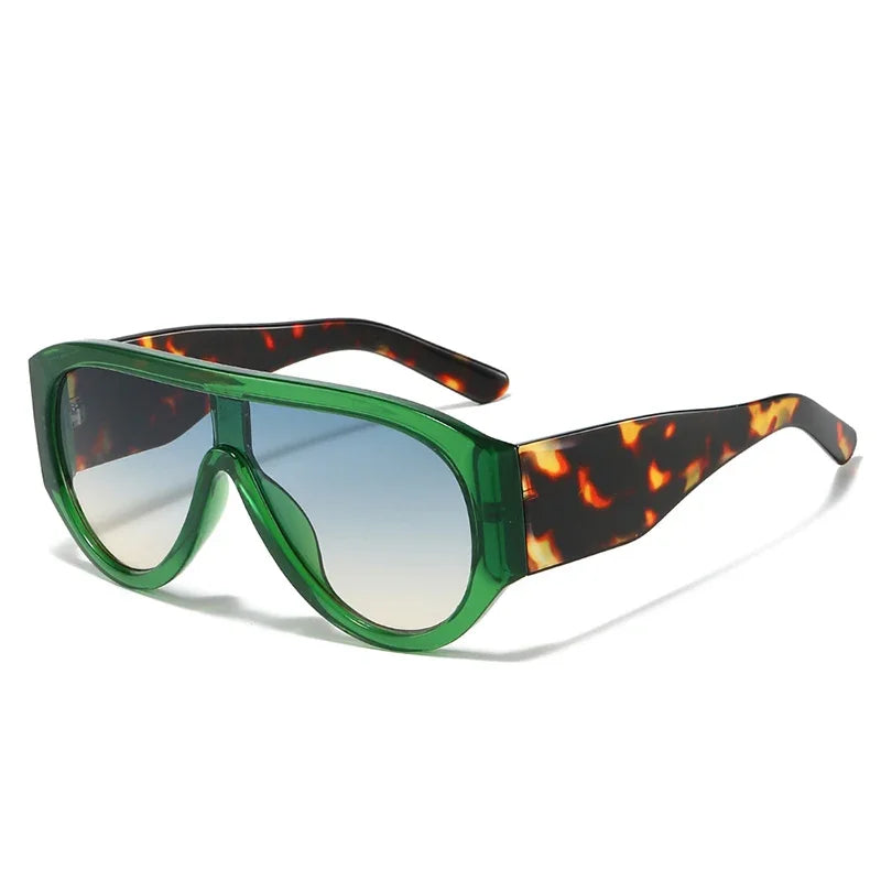 JNPCXI Fashion Oversized Pilot Women Sunglasses Retro One Piece Red Green Shades UV400 Men Gradient Sun Glasses