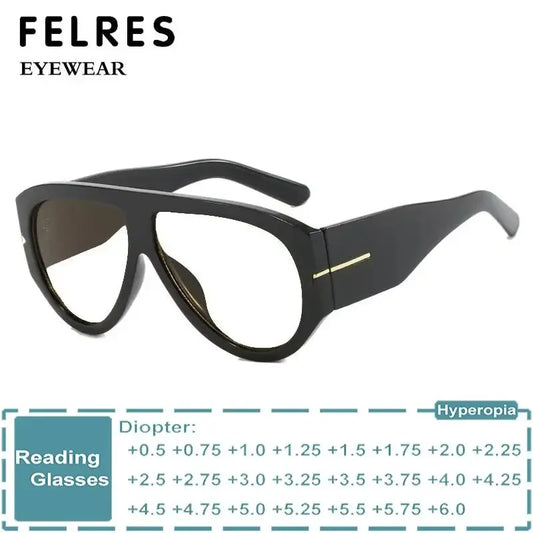 Fashion Oversized Pilot Reading Glasses For Men Women Anti Blue Light Glasses Rivets Presbyopia Eyeglasses Optical Magnifier
