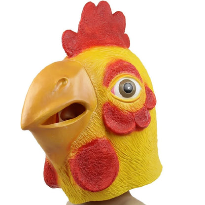 Cute Orange Monkey Panda Dog Fish Cock Head Masks Funny Animal Halloween Masquerade Party Latex Hood Full Face Chicken Head Mask
