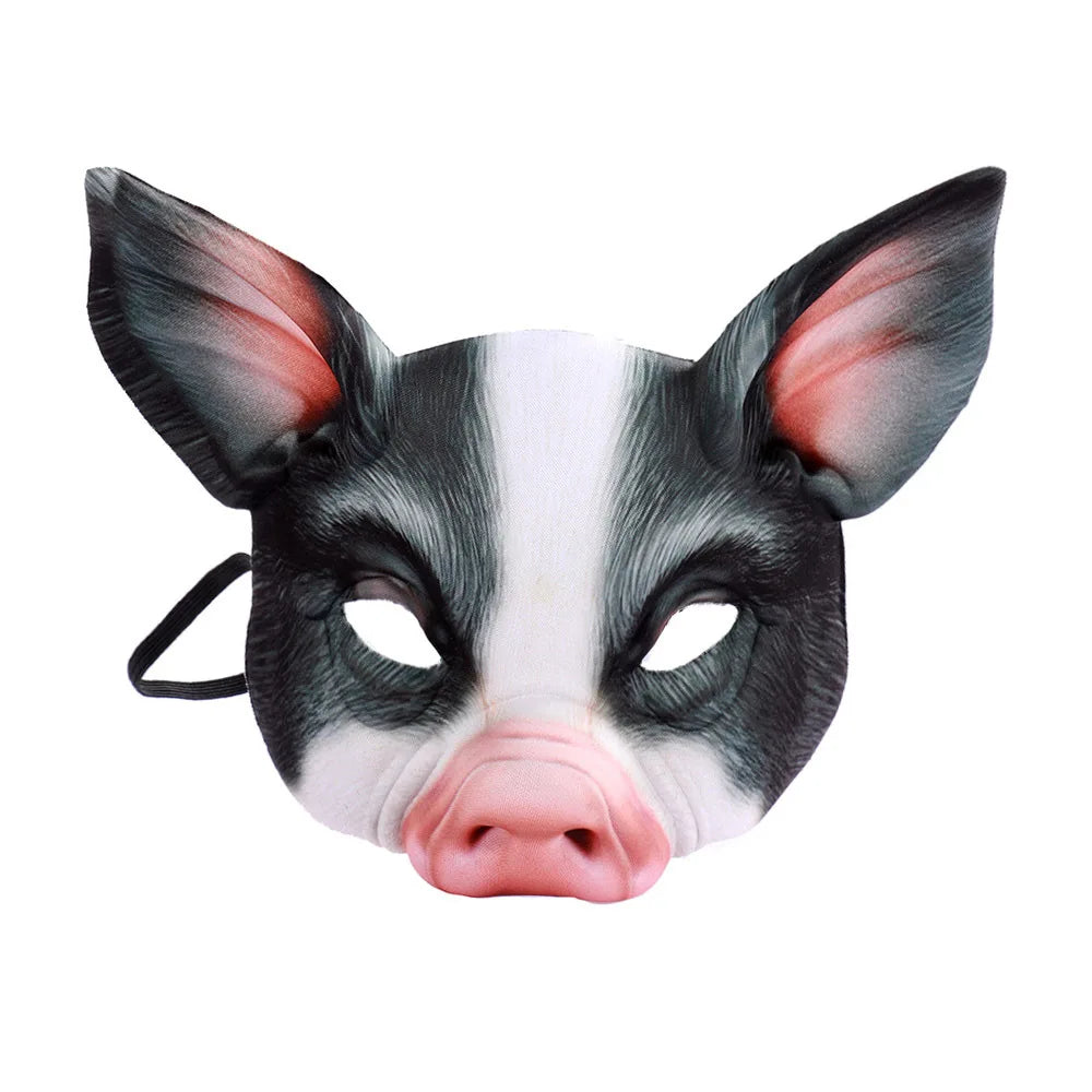 Animal Mask 3D Realistic Half Face Mask Halloween Carnival Masquerade Birthday Party Game Cosplay Costume Accessories Props