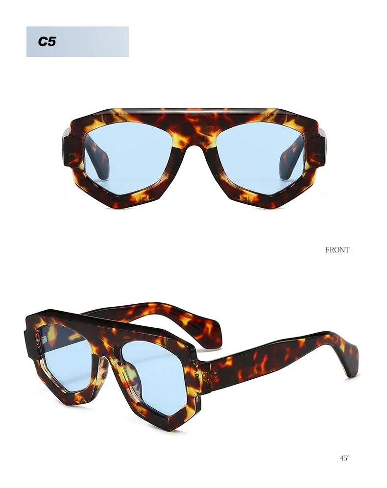 JNPCXI New Fashion Irregular Square Women Sunglasses Shades UV400 Retro Green Men Sun Glasses