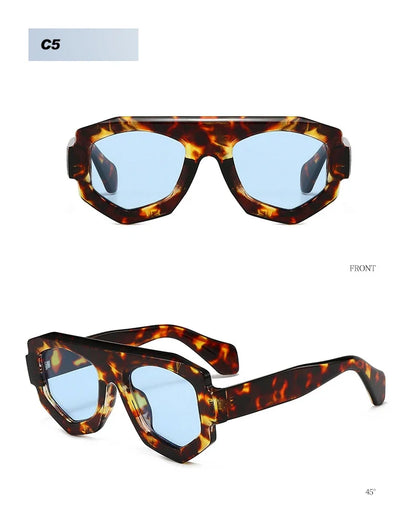 JNPCXI New Fashion Irregular Square Women Sunglasses Shades UV400 Retro Green Men Sun Glasses