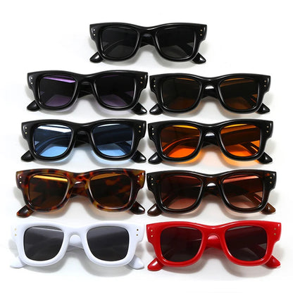 JNPCXI New Square Rivets Women Gradient Sunglasses Shades UV400 Fashion Black Tea Men Trending Sun Glasses