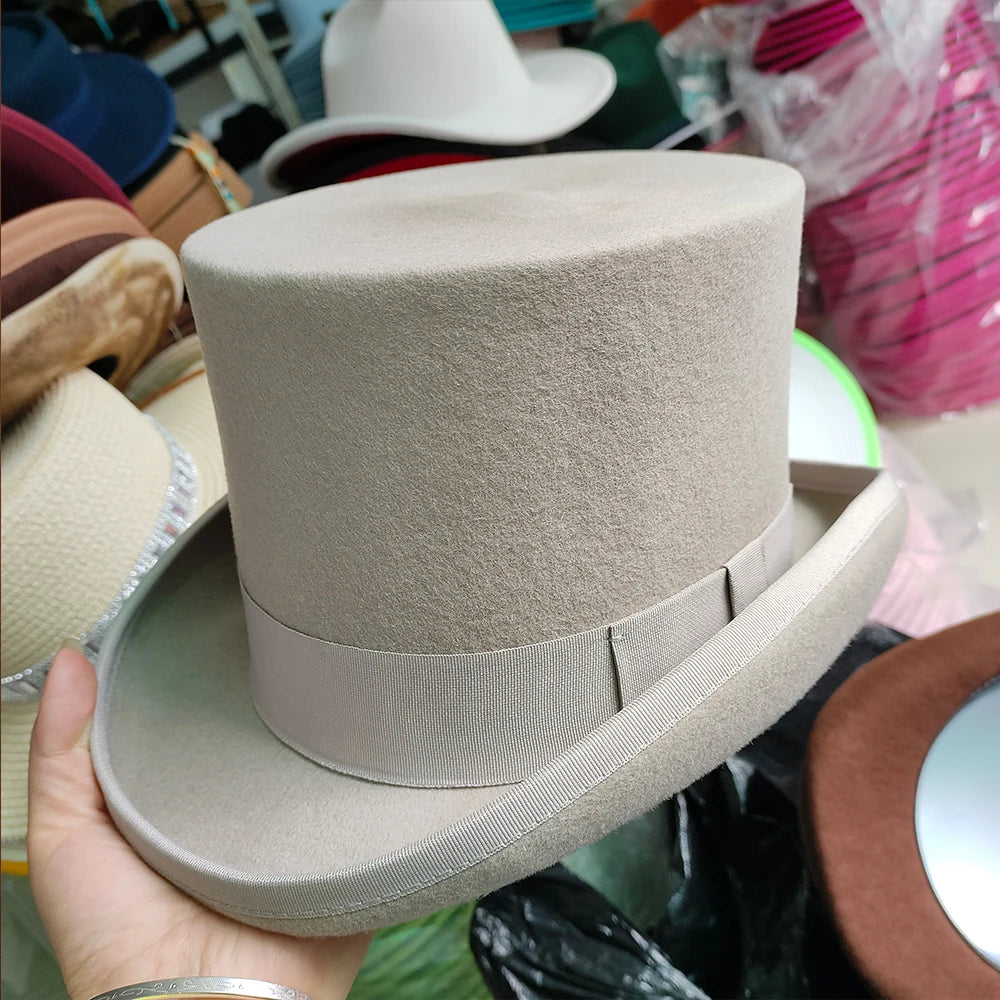 2023 Men Hat 100% Wool Fedora Hat Unisex Top Show Gentleman Bowler Hat Black Red Magic Hat Presidential Hat Feather Accessories