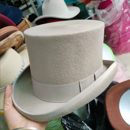 2023 Men Hat 100% Wool Fedora Hat Unisex Top Show Gentleman Bowler Hat Black Red Magic Hat Presidential Hat Feather Accessories