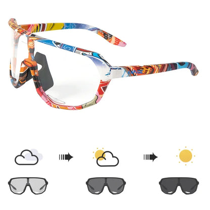KAPVOE Photochromic Cycling Glasses Sports Sunglasses for Men Women UV400 Protection Bicycle MTB Mountain Bike Sunglasses