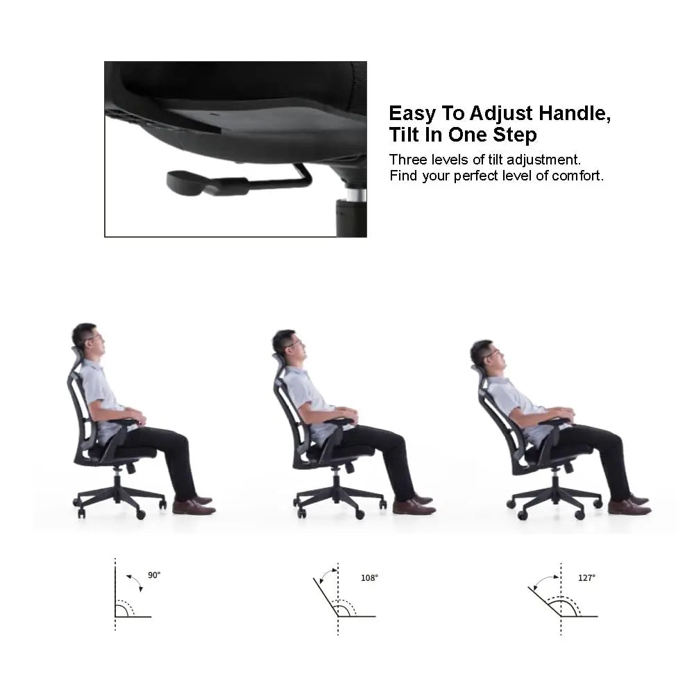 Ergo Plus Ergonomic Office Chair - Desk Chair, Mesh Computer Leatherette Headrest, Memory Foam Seat, and Smooth, Customized